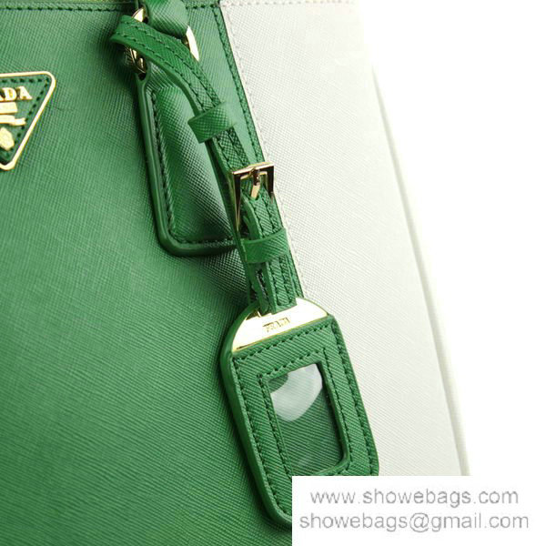 2014 Prada saffiano calfskin 33cm tote BN2274 green&white